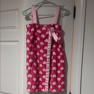 Girls Pink Heart Patterned Towel Wrap